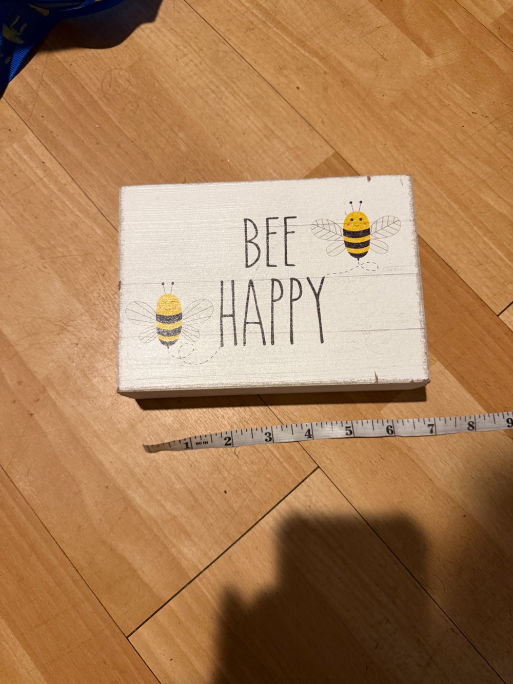 Bee Happy Wood Wall Sign Decor White Rustic bee Home accent inspirational cottag